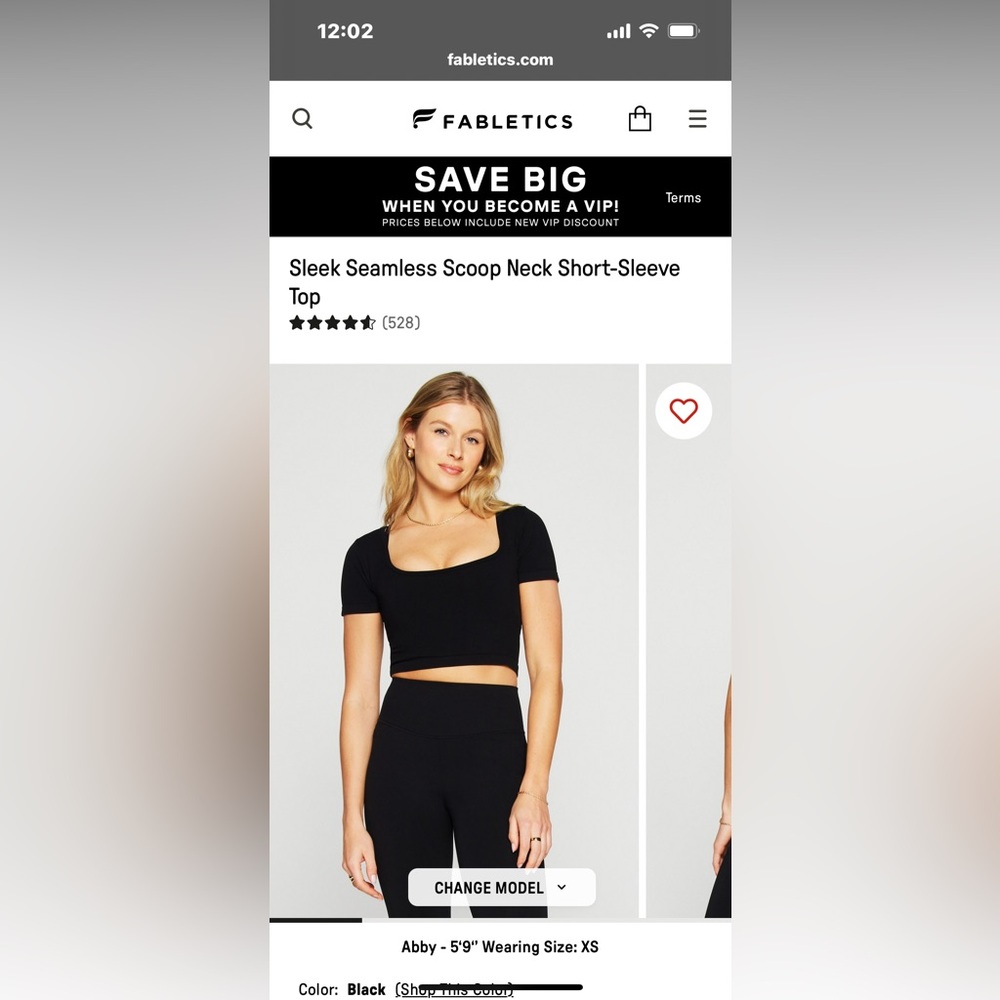 Fabletics seamless black scoop neck short sleeve shirt